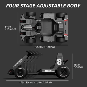 XJD 24V 7Ah Battery Electric Go Kart with Adjustable Seat, Powered Pedal Go Karts for Kids Youths Christmas Birthday Gifts for 3 Years and Up 7.5MPH (Deep Back, 24V)