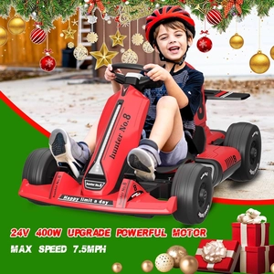 XJD 24V 7Ah Battery Electric Go Kart with Adjustable Seat, Powered Pedal Go Karts for Kids Youths Christmas Birthday Gifts for 3 Years and Up 7.5MPH (Red, 24V)